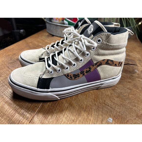 Vans Sk8-Hi Shoe- Heiq Eco-dry Water repellent with leopard print M/ 7.5 W/ 9 - Picture 2 of 9